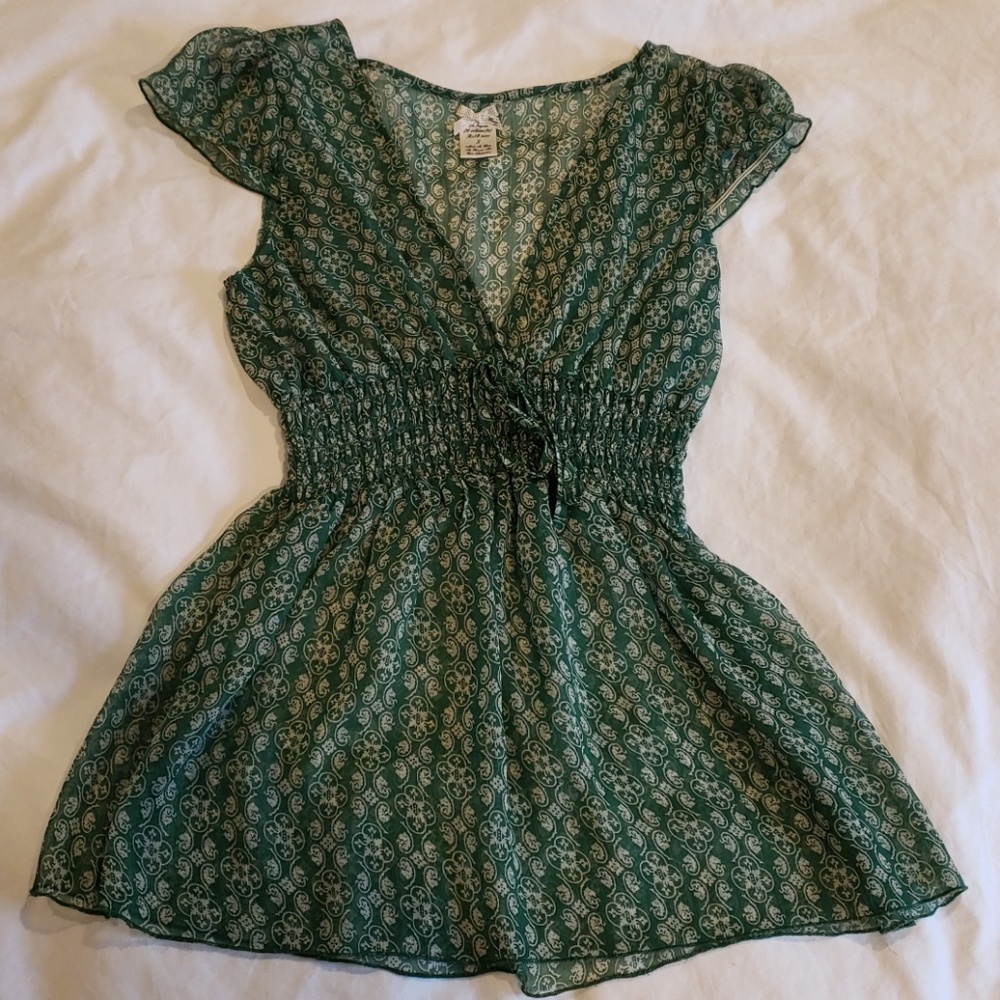 Green sheer blouse
